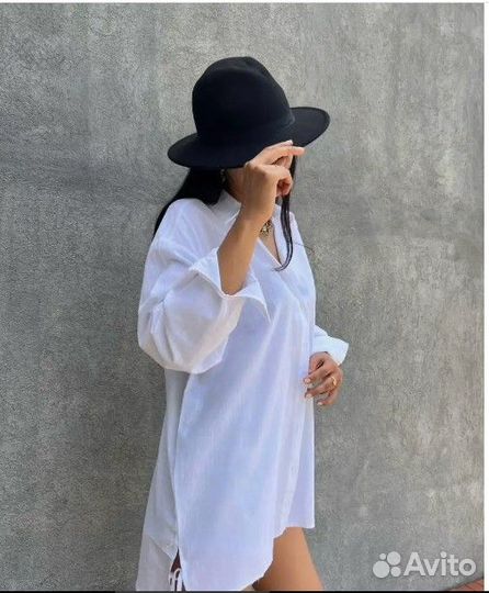 Рубашка плотная льняная оверсайз 44