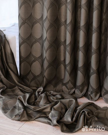 Шторы жаккард Альба Кофейный готовые
