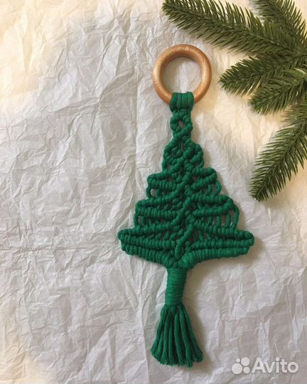 Новогодние игрушки елки макраме