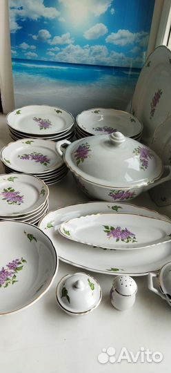 Сервиз столовый Сирень Дулево 70-х новый