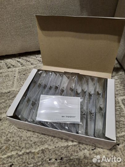 Бейдж горизонтальный с клипом и булавкой, 50 шт