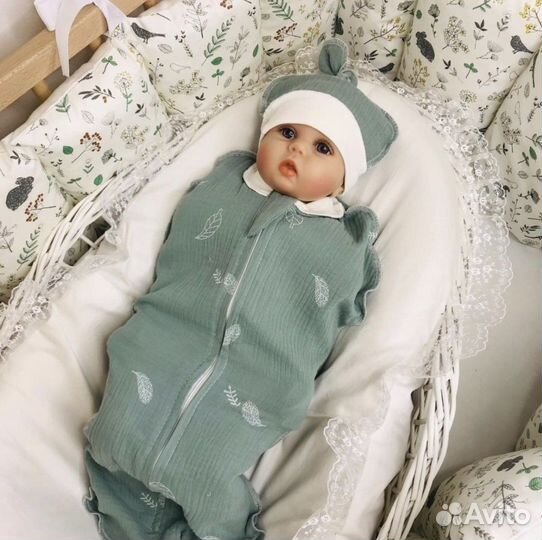 Пеленка кокон + Шапочка муслин