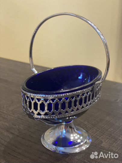 Редкая конфетница с цветным стеклом