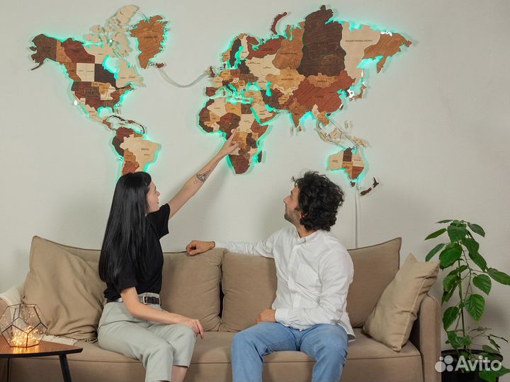 Карта мира из дерева