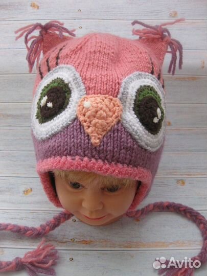 Вязаная шапка Сова
