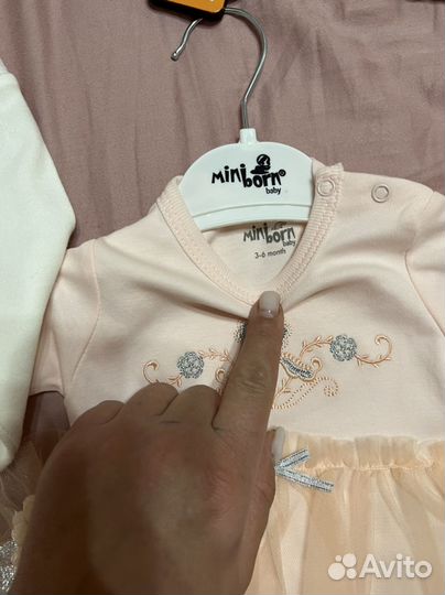 Платье боди новое 3-6 месяцев