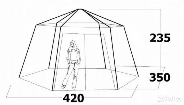 Шатер туристический шестигранный 420*350*235см
