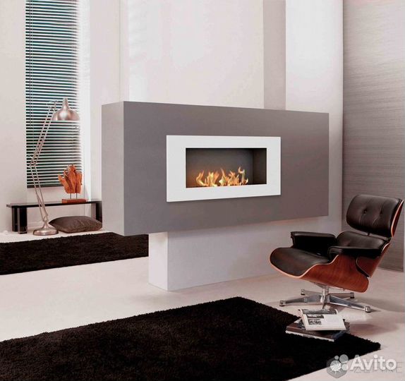 Встраиваемый настенный биокамин с настоящим огнем