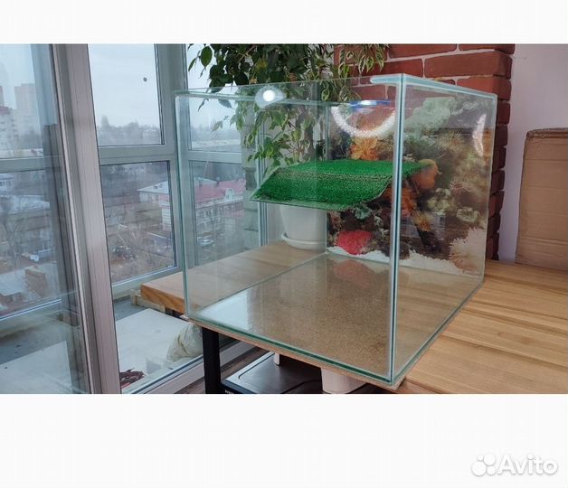 Аквариум. Аквариум для черепахи с горкой