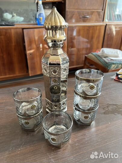 Графин штоф и стопки Гусь хрустальный
