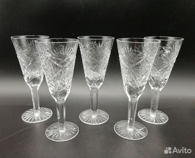 Хрустальные рюмки набор 5 шт / 60 мл хрусталь