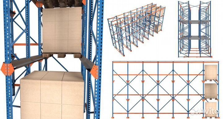 Набивные (глубинные) стеллажи для склада