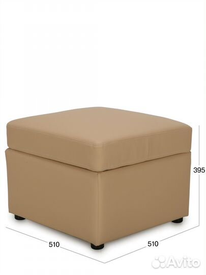 Пуф Beneli квин, бежевый, экокожа, с ящиком для хр