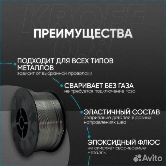 Сварочная проволока порошковая Kroff 0,8 мм 1 кг