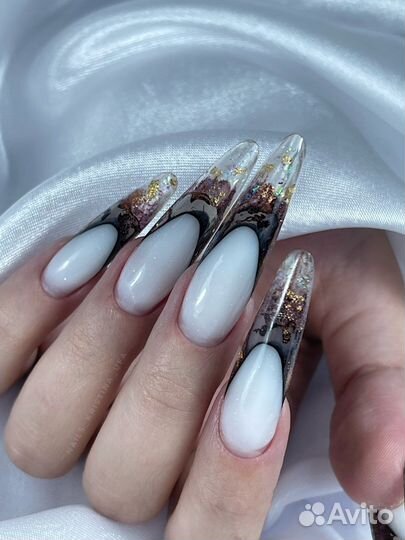 Маникюр, Выкладной френч, Наращивание ногтей