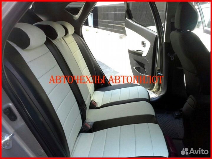 Чехлы Автопилот Kia Ceed 2 из экокожи чёрно-белые