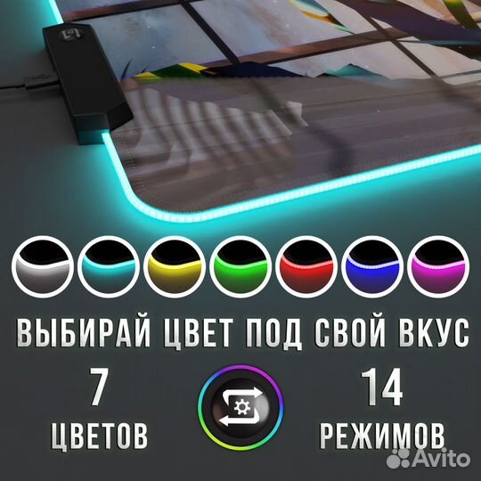 Аниме 6 Игровой коврик для мыши и клавиатуры с RGB