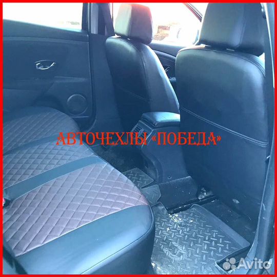 Чехлы Renault Duster 2 из экокожи чёрно-шоколадные