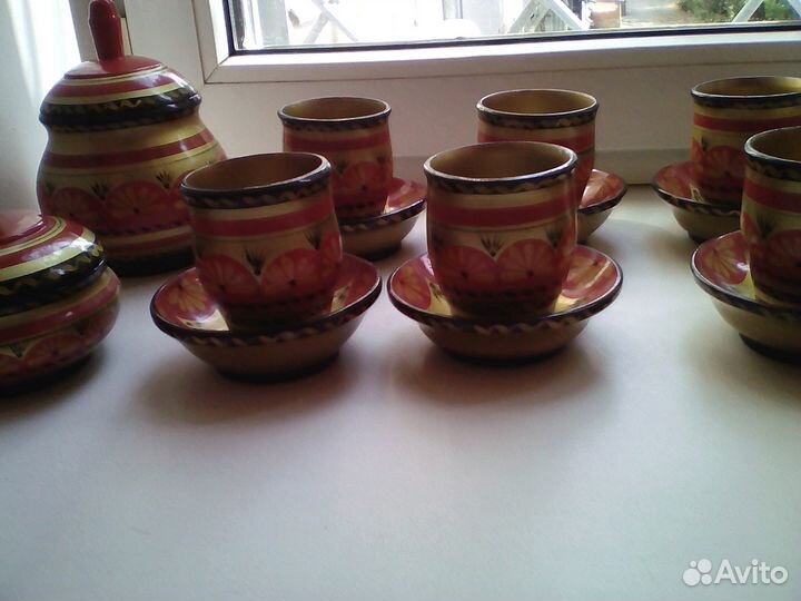 Сервиз чайный (деревянный) СССР + 2 чаши