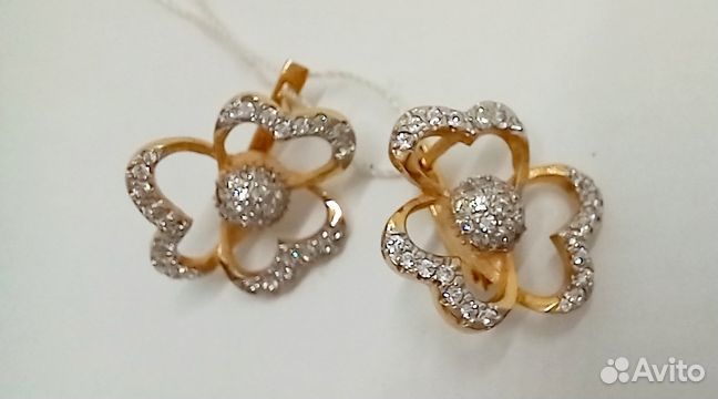 Серьги с синтетическим камнем Золото