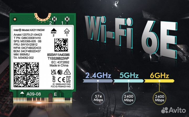 Wi-Fi адаптер + Bluetooth Intel Wi-Fi 6 AX211.ngwg