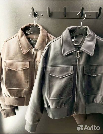 Бомбер кожаный