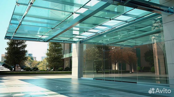 Стеклянные козырьки на заказ