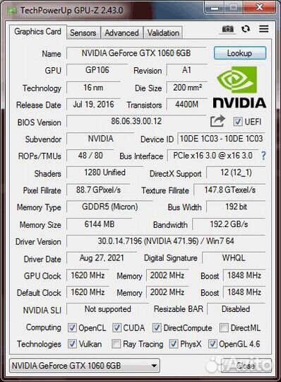 Видеокарта Palit gtx 1060 6gb super jetstream