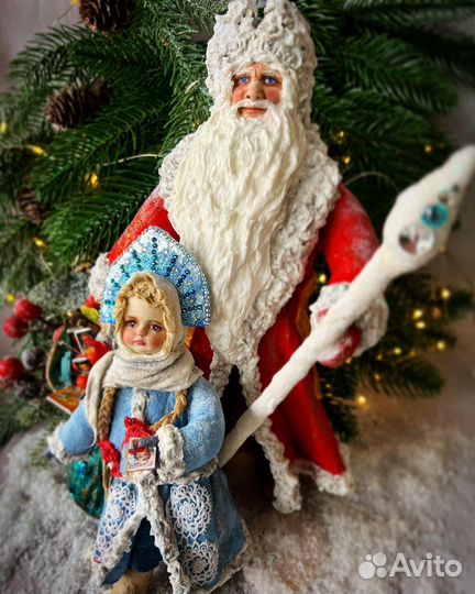 Дед Мороз и Снегурочка под елку ватные