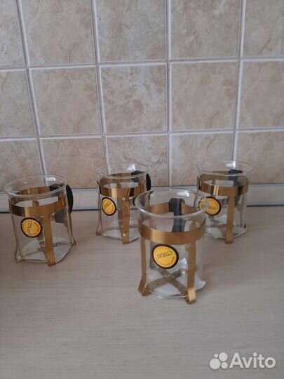 Кружка с подстаканником из жаропрочного стекло