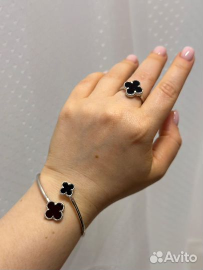 Серебро 925 Van Cleef Серьги, браслет, кольцо