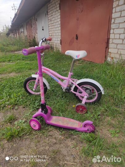 Велосипед для девочки+самокат в подарок