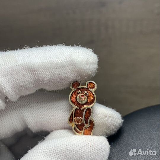 Винтажная Брошь Мишка Олимпийский Ретро