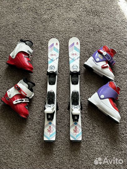 Горные лыжи детские 80 см с ботинками