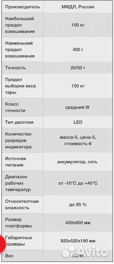 Весы товарные торговые Мидл мп 150 мда ф-3