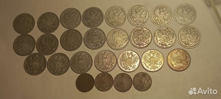 Царская Финляндия 1,5,10,25,50 пенни 1864-1917 гг