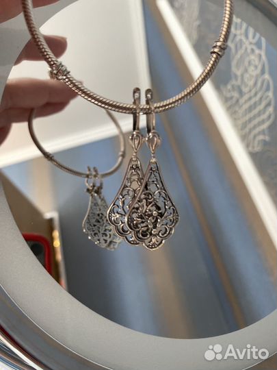 Ажурные серебряные серьги. Винтаж