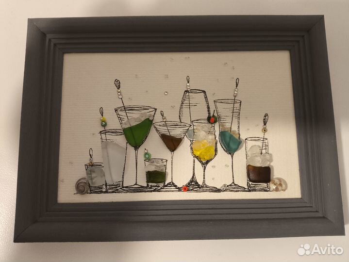 Панно из морского стекла