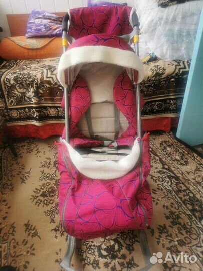 Детские санки коляска с колесами