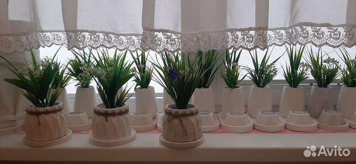 Подарочный набор:Кашпо из гипса