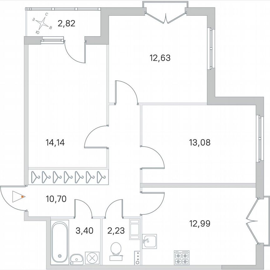 3-к. квартира, 70,6 м², 4/4 эт.