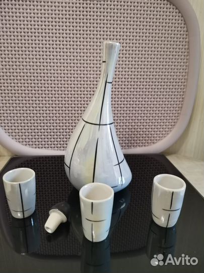 Штоф гусыня и 3 рюмки СССР 50х гг