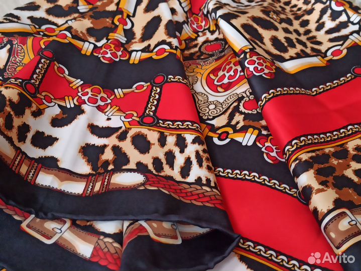 Красный платок Hermes ручной край 4 цв