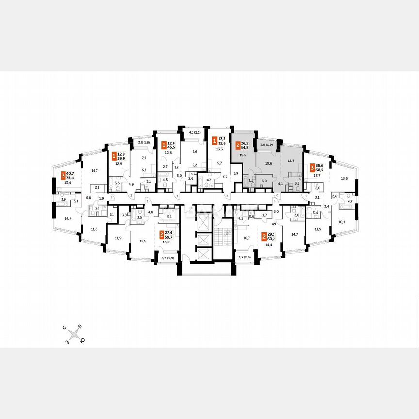 2-к. квартира, 54,8 м², 8/29 эт.