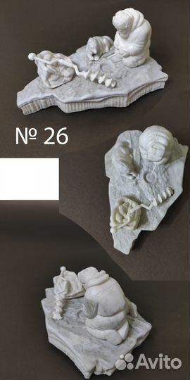 Статуэтка из кости Чаепитие рыбак Охота