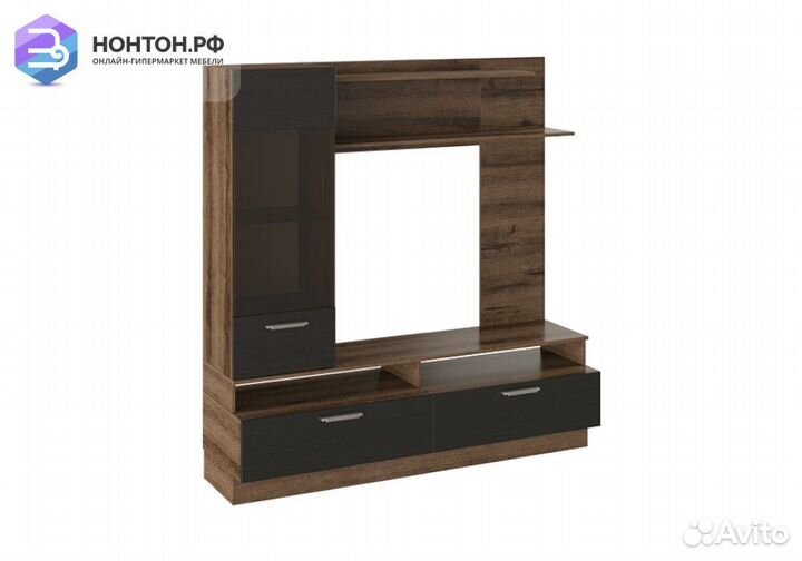 Стенка Инфинити черный / дуб монастырский