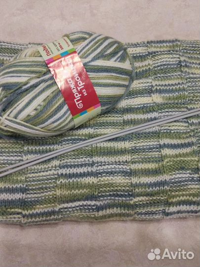 Плед детский вязаный из пряжи «Аlize puffy”