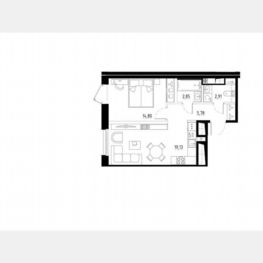 1-к. квартира, 45,5 м², 8/10 эт.