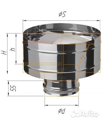 Зонт Феррум нержавеющий (430/0,5 мм) ф115 с ветро