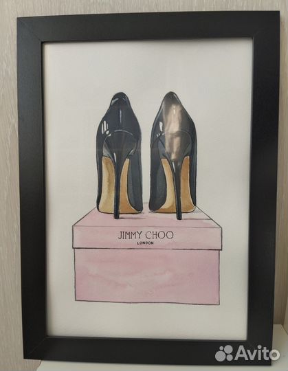 Картина акварель туфли